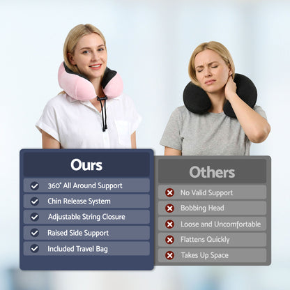 Wanderlite Travel Pillow for Airplanes Memory Foam Neck Pillows for Traveling, Soft & Washable Cover with Storage Bag, Portable Plane Accessories for Airplanes Offices Cars, Pink - Image 9