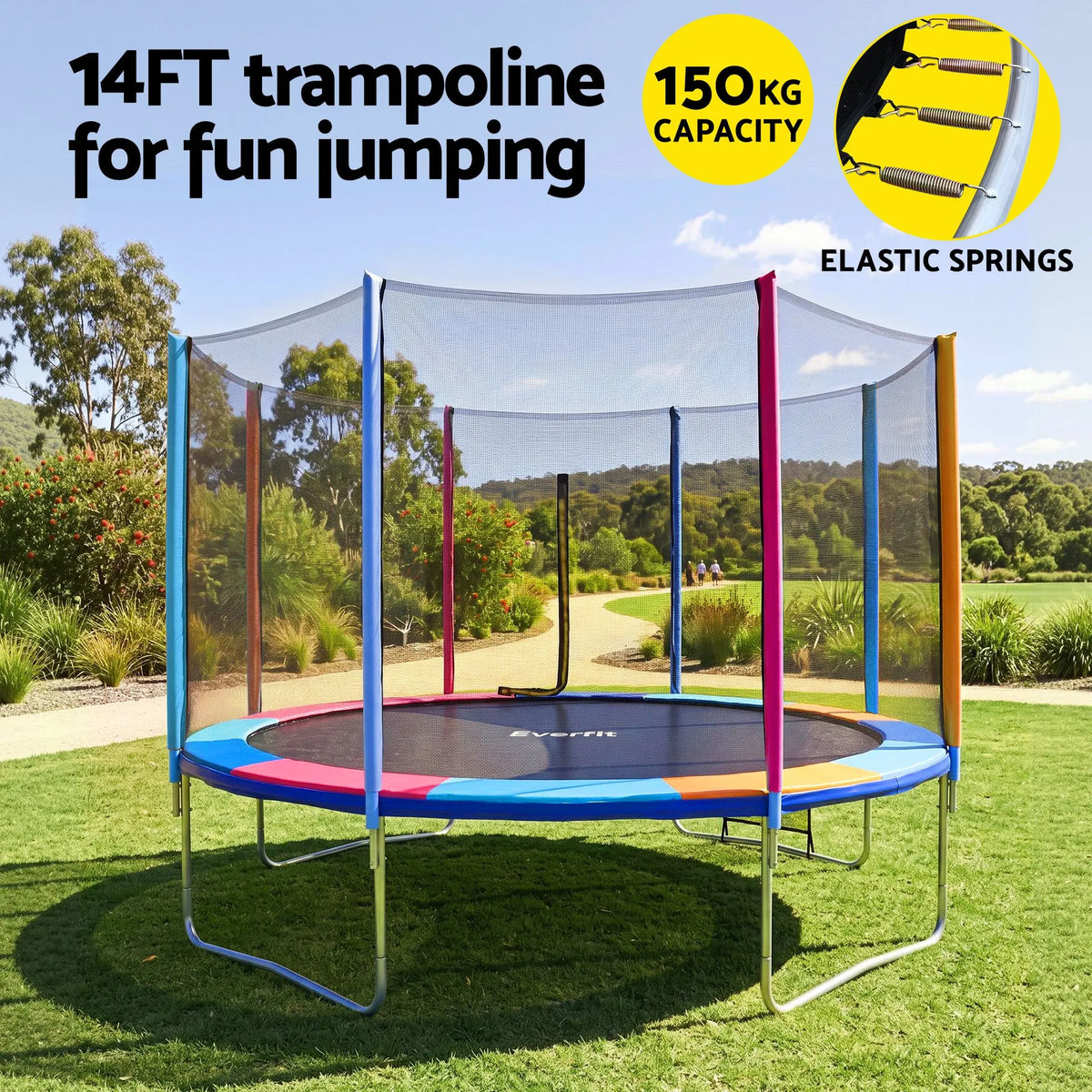 Everfit 14FT Kids Trampoline Rebounder with Enclosure Net Storage Bag - Image 4