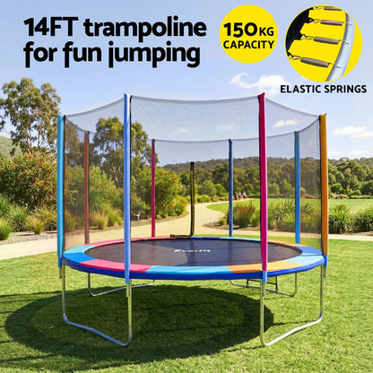 Everfit 14FT Kids Trampoline Rebounder with Enclosure Net Storage Bag - Image 4