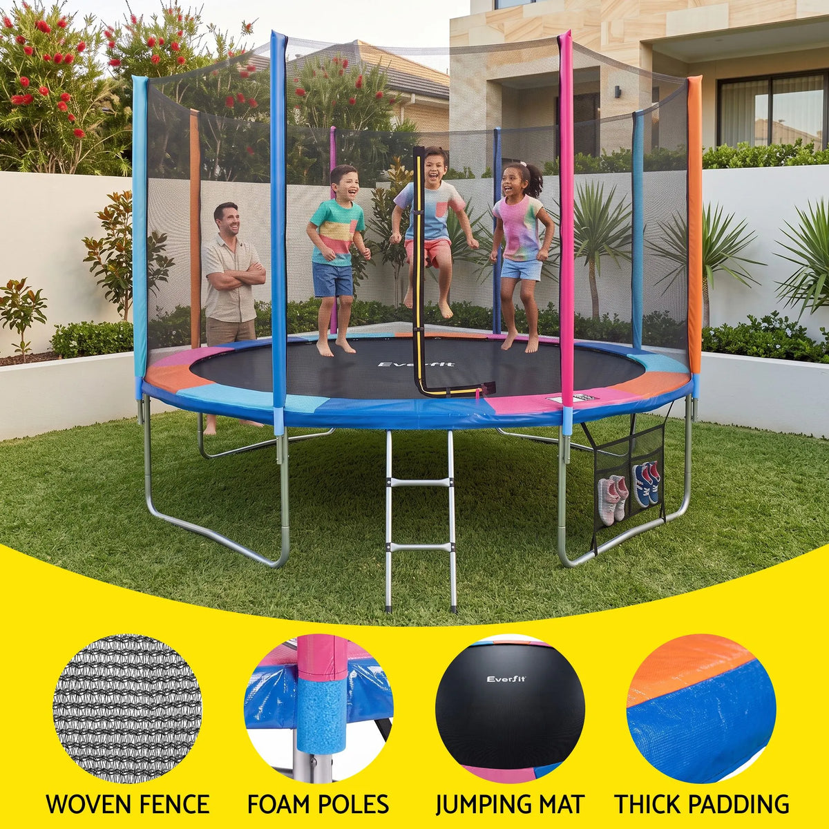 Everfit 14FT Kids Trampoline Rebounder with Enclosure Net Storage Bag - Image 6
