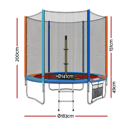 Everfit 6FT Kids Trampoline Rebounder with Enclosure Net Storage Bag - Image 2