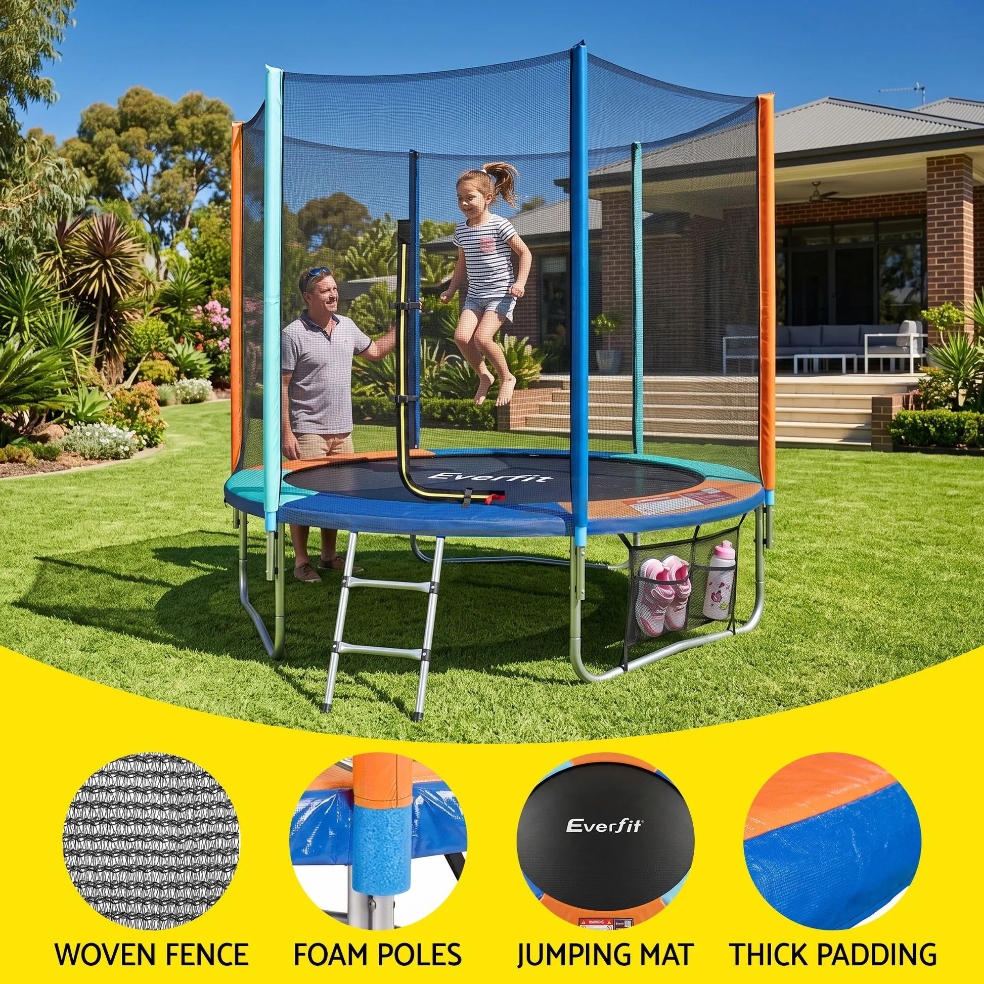 Everfit 6FT Kids Trampoline Rebounder with Enclosure Net Storage Bag - Image 6
