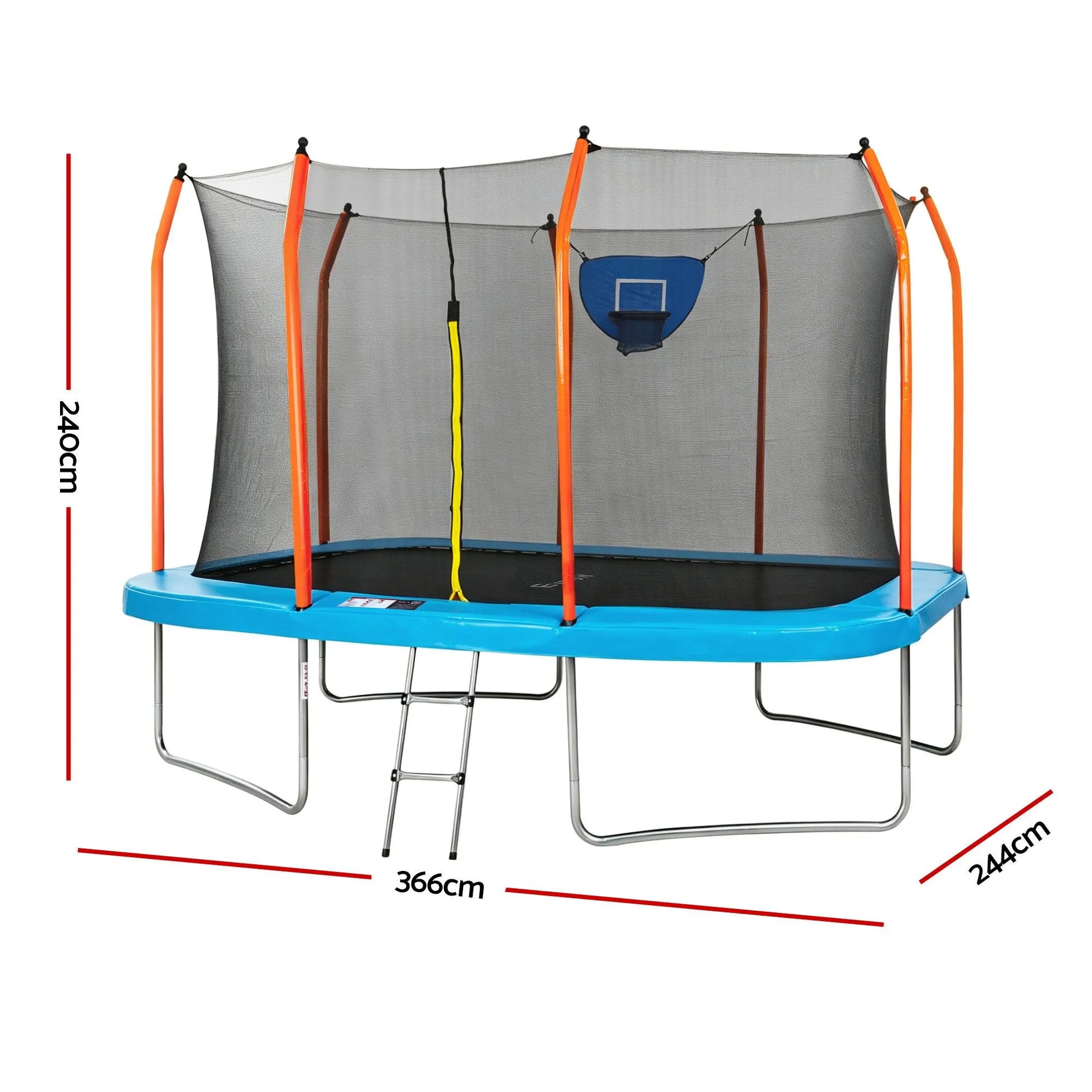 Everfit 12FT Kids Trampoline Rectangle Rebounder with Basketball Set Blue - Image 2