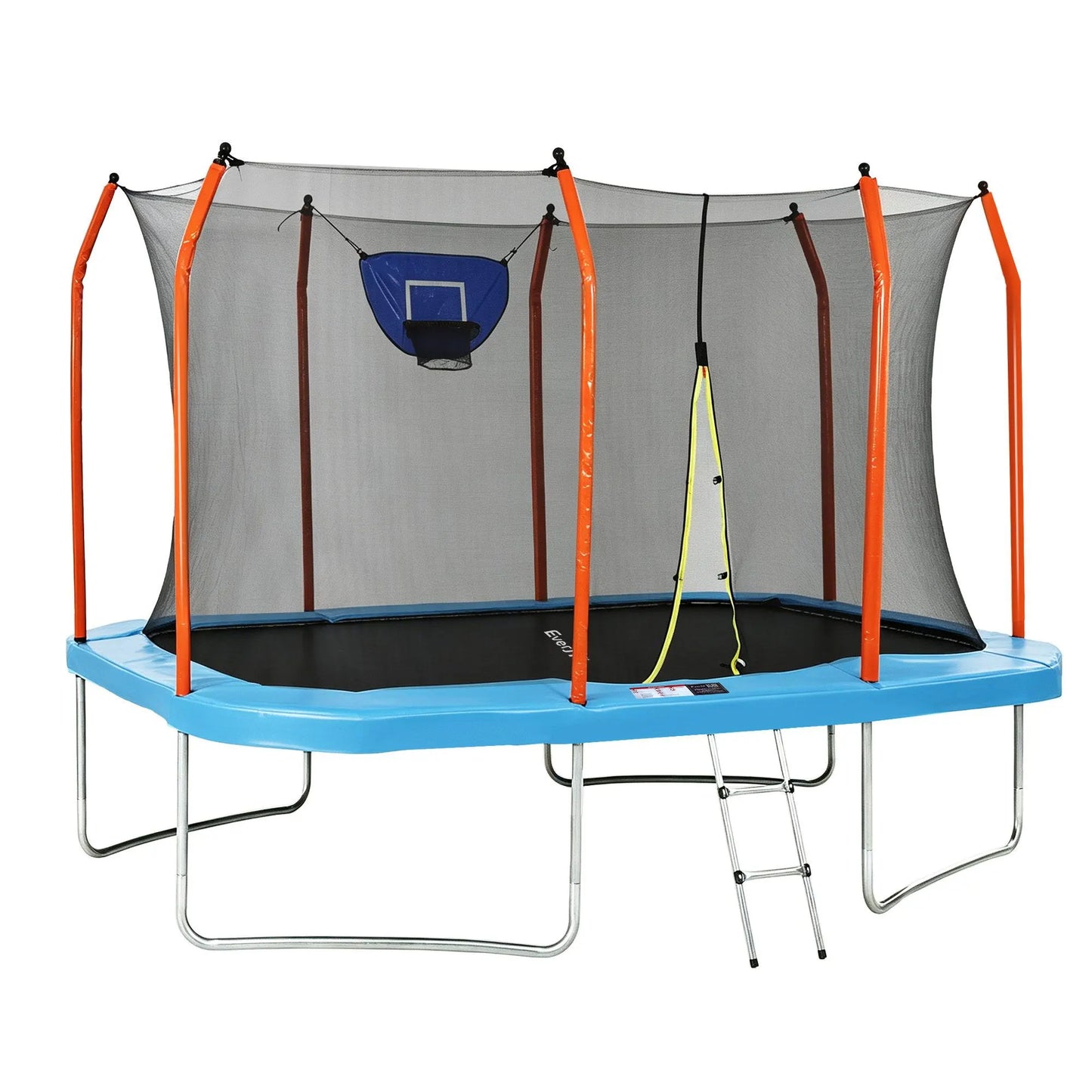 Everfit 12FT Kids Trampoline Rectangle Rebounder with Basketball Set Blue - Image 3