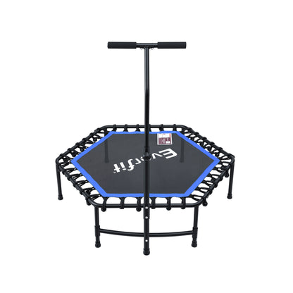 Everfit 48inch Hexagon Fitness Trampoline Rebounder Adjustable Handrail Blue - Image 3