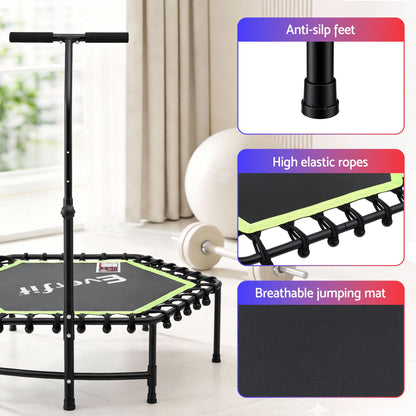 Everfit 48inch Hexagon Fitness Trampoline Rebounder Adjustable Handrail Green - Image 6
