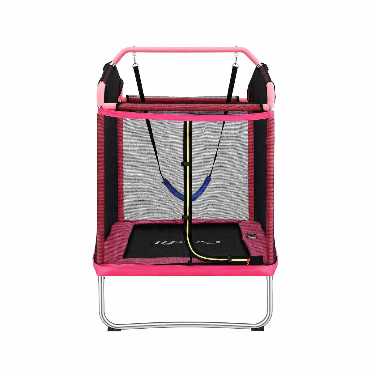 Everfit 3-in-1 Kids Rectangle 6FT Trampoline Rebounder with Swing Belt Pink - Image 3