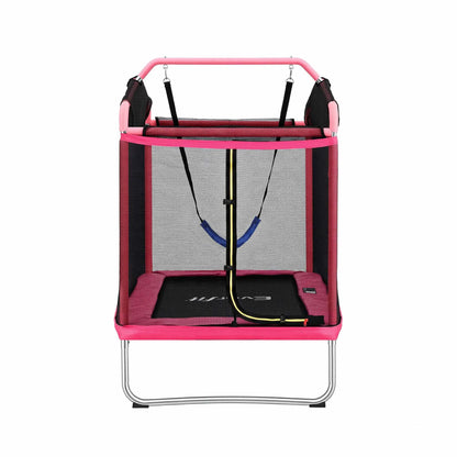 Everfit 3-in-1 Kids Rectangle 6FT Trampoline Rebounder with Swing Belt Pink - Image 3