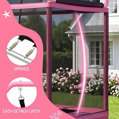 Everfit 3-in-1 Kids Rectangle 6FT Trampoline Rebounder with Swing Belt Pink - Image 5
