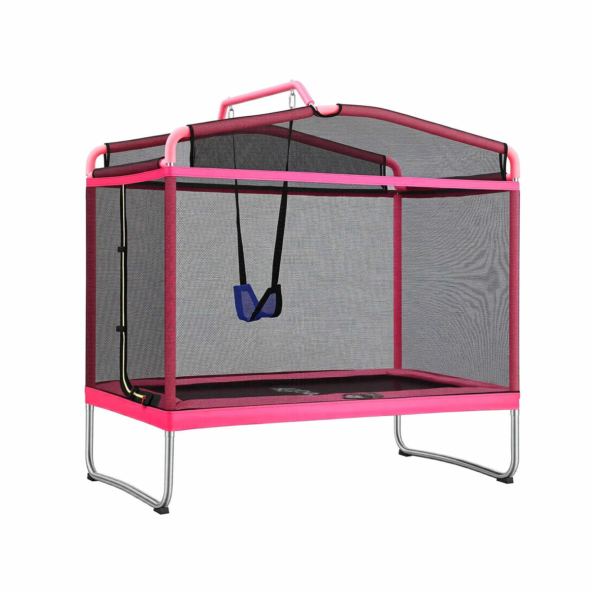 Everfit 3-in-1 Kids Rectangle 6FT Trampoline Rebounder with Swing Belt Pink - Image 7