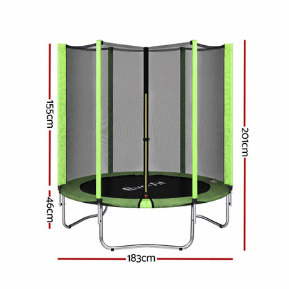 Everfit 6FT Kids Trampoline Round Rebounder with Enclosure Net Green - Image 2