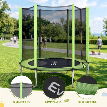 Everfit 6FT Kids Trampoline Round Rebounder with Enclosure Net Green - Image 6