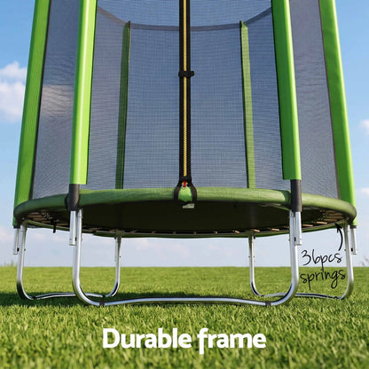 Everfit 6FT Kids Trampoline Round Rebounder with Enclosure Net Green - Image 7