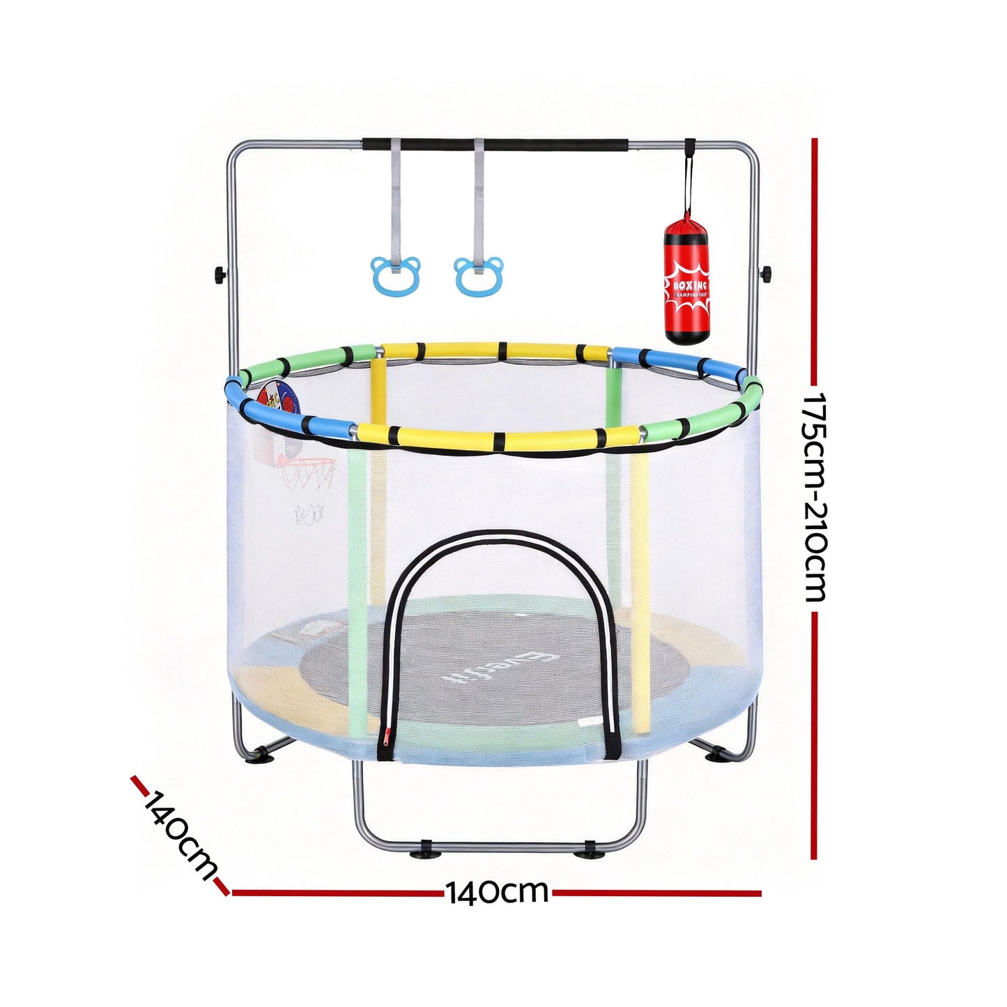 Everfit 55inch Trampoline Kids Rebounder with Basketball Set Sandbag Boxing Game - Image 2