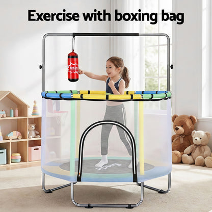 Everfit 55inch Trampoline Kids Rebounder with Basketball Set Sandbag Boxing Game - Image 5