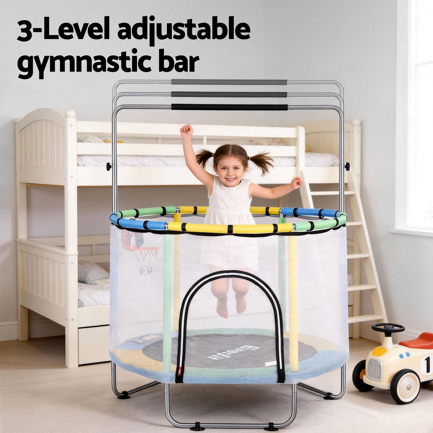 Everfit 55inch Trampoline Kids Rebounder with Basketball Set Sandbag Boxing Game - Image 8