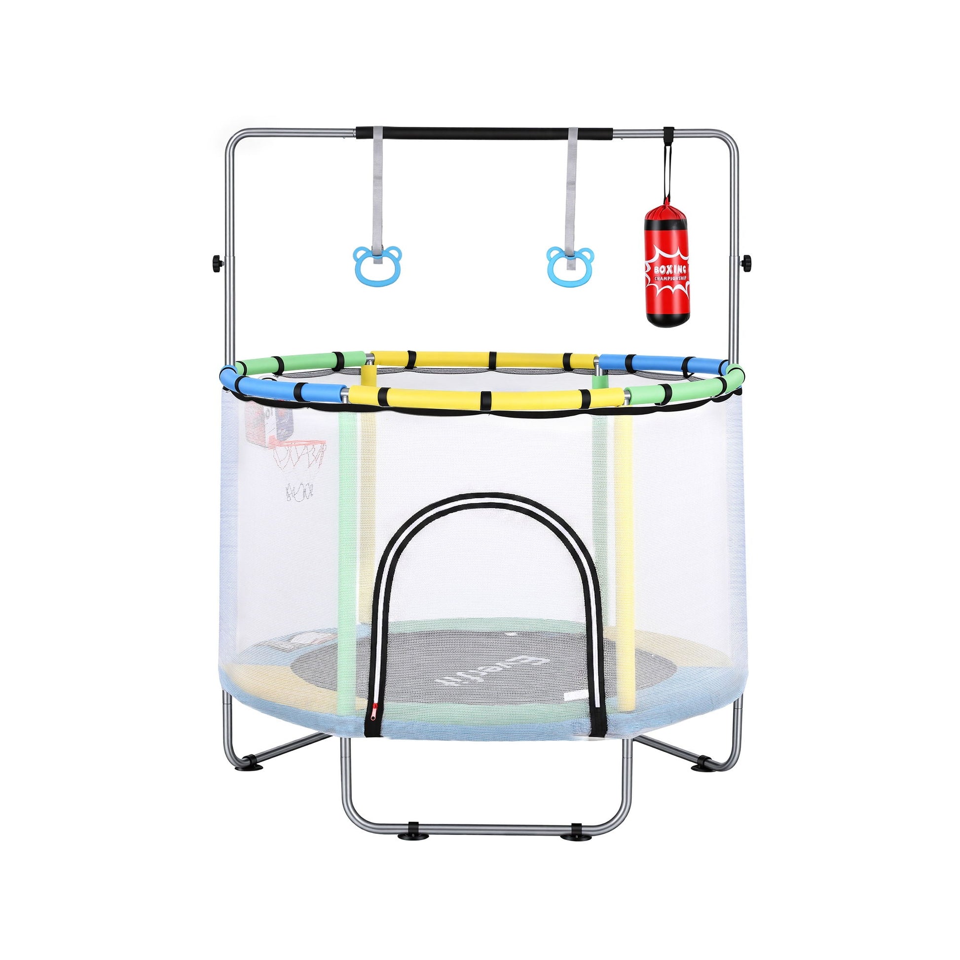 Everfit 55inch Trampoline Kids Rebounder with Basketball Set Sandbag Boxing Game - Image 9