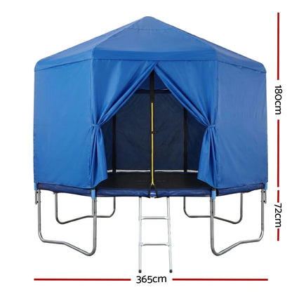Everfit 12FT Kids Trampoline with Blue Tent Cover Ladder Rebounder Outdoor Toys - Image 2