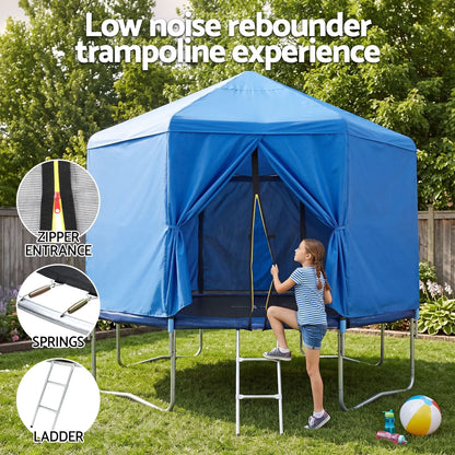 Everfit 12FT Kids Trampoline with Blue Tent Cover Ladder Rebounder Outdoor Toys - Image 6