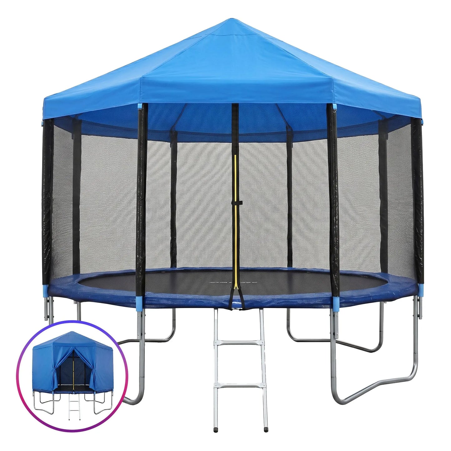 Everfit 12FT Kids Trampoline with Blue Tent Cover Ladder Rebounder Outdoor Toys - Image 8