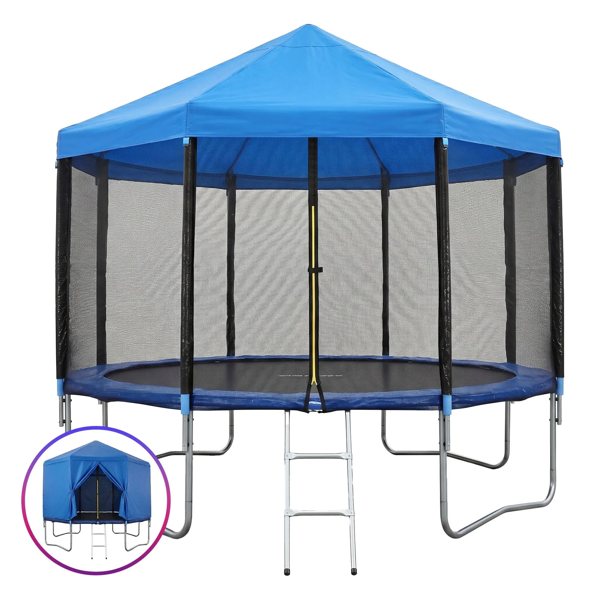 Everfit 12FT Kids Trampoline with Blue Tent Cover Ladder Rebounder Outdoor Toys - Image 8