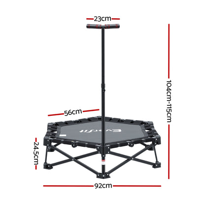 Everfit Fitness Foldable Trampoline Rebounder Adjustable Handle Indoor Exercise Black - Image 2
