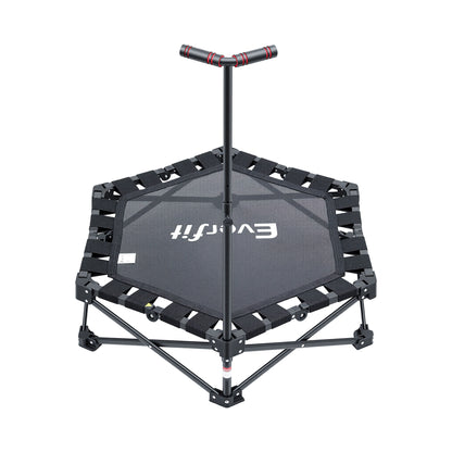Everfit Fitness Foldable Trampoline Rebounder Adjustable Handle Indoor Exercise Black - Image 3