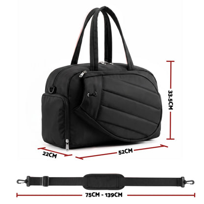 Everfit Tennis Tote Bag Gym Bag Sports Duffle Bags Holds 2 Rackets Black - Image 2