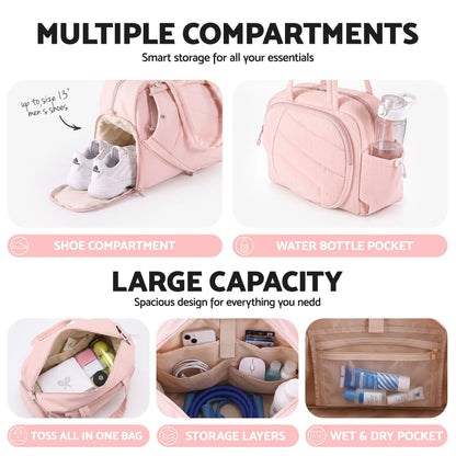 Everfit Tennis Tote Bag Gym Bag Sports Duffle Bags Holds 2 Rackets Pink - Image 4
