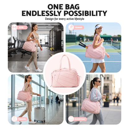 Everfit Tennis Tote Bag Gym Bag Sports Duffle Bags Holds 2 Rackets Pink - Image 7