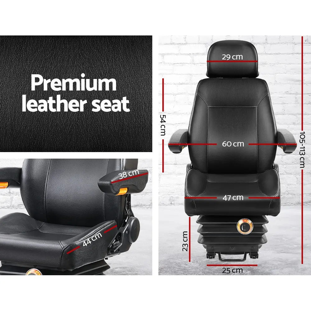 Giantz Tractor Seat Forklift Excavator Truck Universal Backrest Chair PU Leather - Image 2