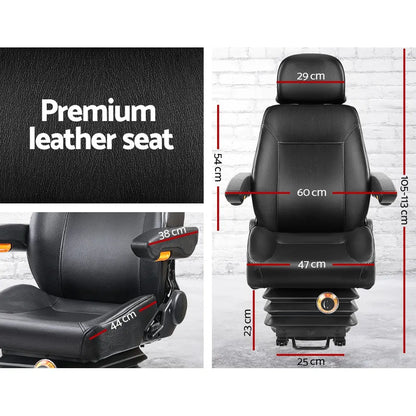 Giantz Tractor Seat Forklift Excavator Truck Universal Backrest Chair PU Leather - Image 2