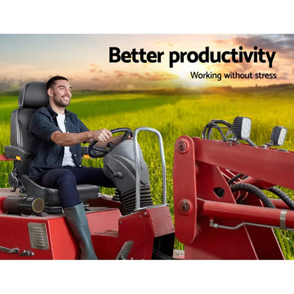 Giantz Tractor Seat Forklift Excavator Truck Universal Backrest Chair PU Leather - Image 7