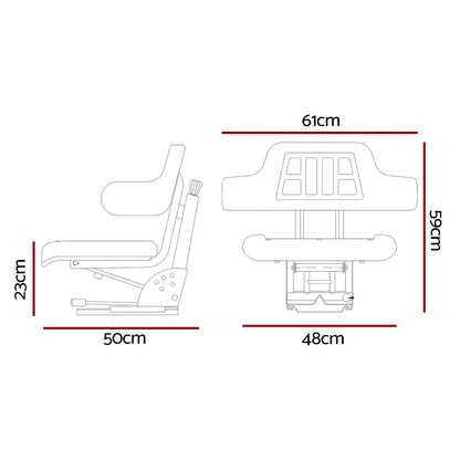Giantz Tractor Seat Forklift Excavator Truck Universal Digger Chair PU Leather - Image 2