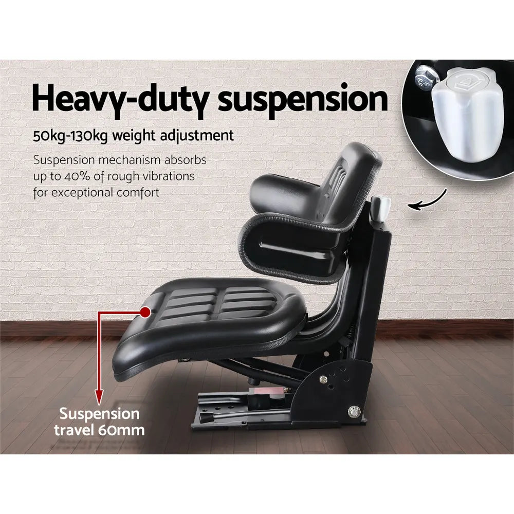 Giantz Tractor Seat Forklift Excavator Truck Universal Digger Chair PU Leather - Image 4