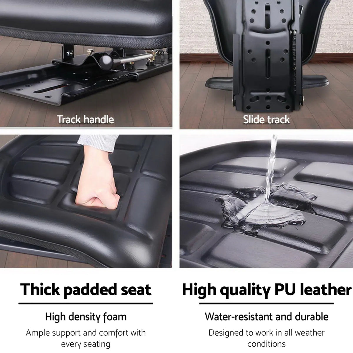 Giantz Tractor Seat Forklift Excavator Truck Universal Replacement PU Chair - Image 6