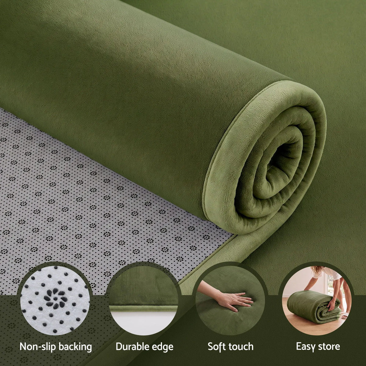 Artiss Tatami Mat Floor Mattress 3cm Thick Futon Mattresses Mellow Mat Rugs Living Room Green - Image 7