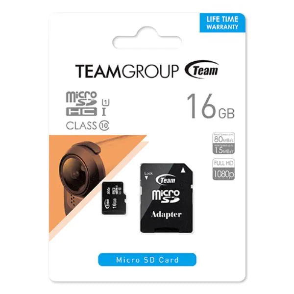 Team Group 16GB Micro SDHC UHS-I U1 C10 Memory Card - Digital Flash Memory