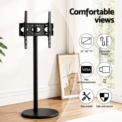 Artiss 32-55 Inch Mobile TV Stand with Wheels Height & Tilt Adjustable Floor Mount - Image 6