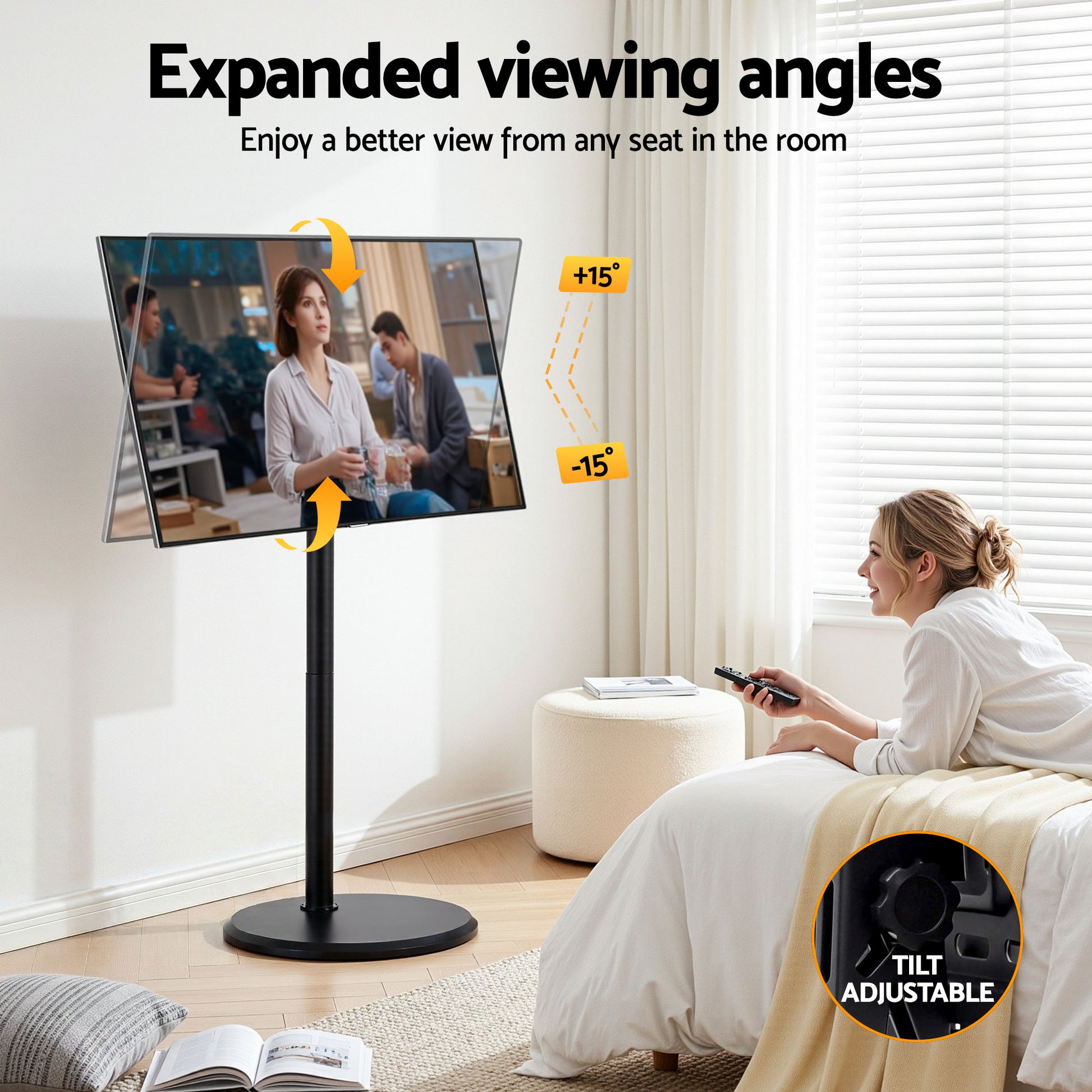 Artiss 32-55 Inch Mobile TV Stand with Wheels Height & Tilt Adjustable Floor Mount - Image 9