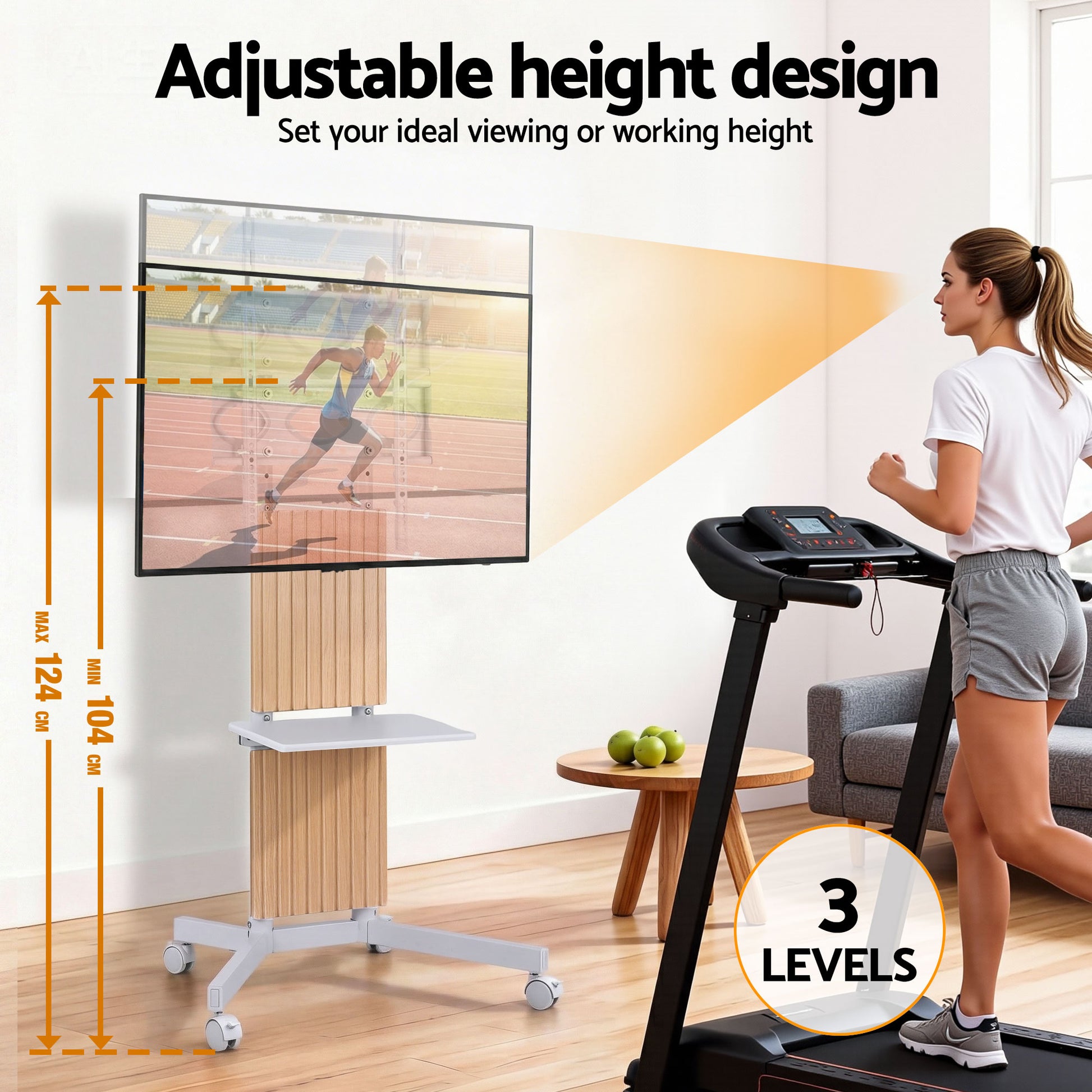 Artiss Mobile TV Floor Stand for 32-65" Mount Bracket Universal Adjustable Height with Wheels - Image 8