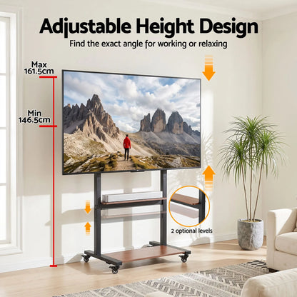 Artiss Mobile TV Stand for 40-100 Inch TVs Cart with Wheels Adjustable Shelves - Image 5