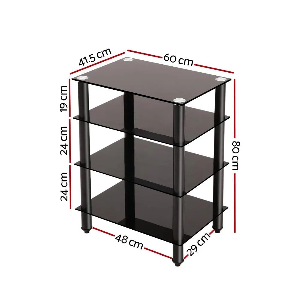 Artiss TV Stand 4 Tiers Storage Shelf Rack Tempered Glass Entertainment Unit - Image 4