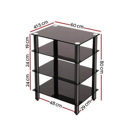 Artiss TV Stand 4 Tiers Storage Shelf Rack Tempered Glass Entertainment Unit - Image 4