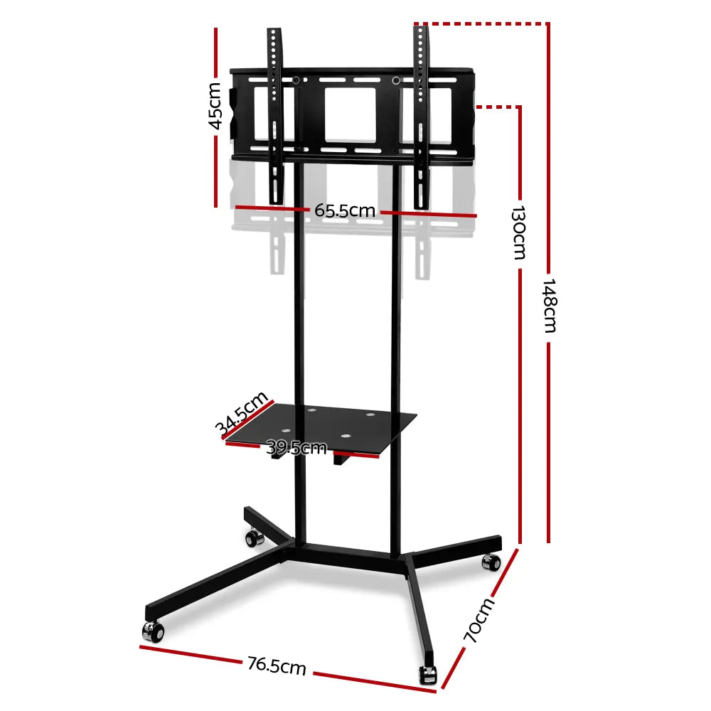 Artiss Mobile TV Stand for 32"-65" TVs Mount Bracket Portable Shelf Trolley Cart - Image 4