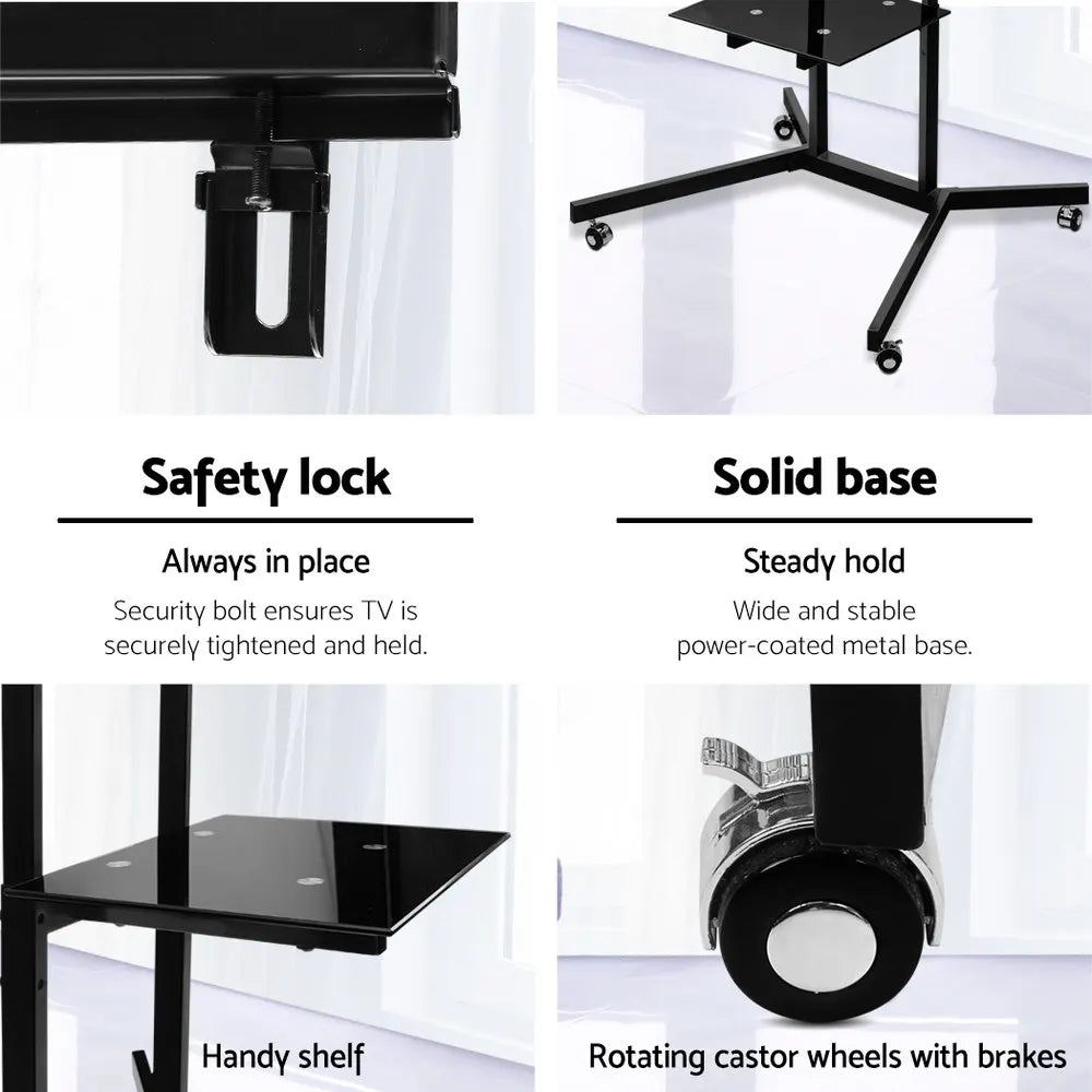 Artiss Mobile TV Stand for 32"-65" TVs Mount Bracket Portable Shelf Trolley Cart - Image 8