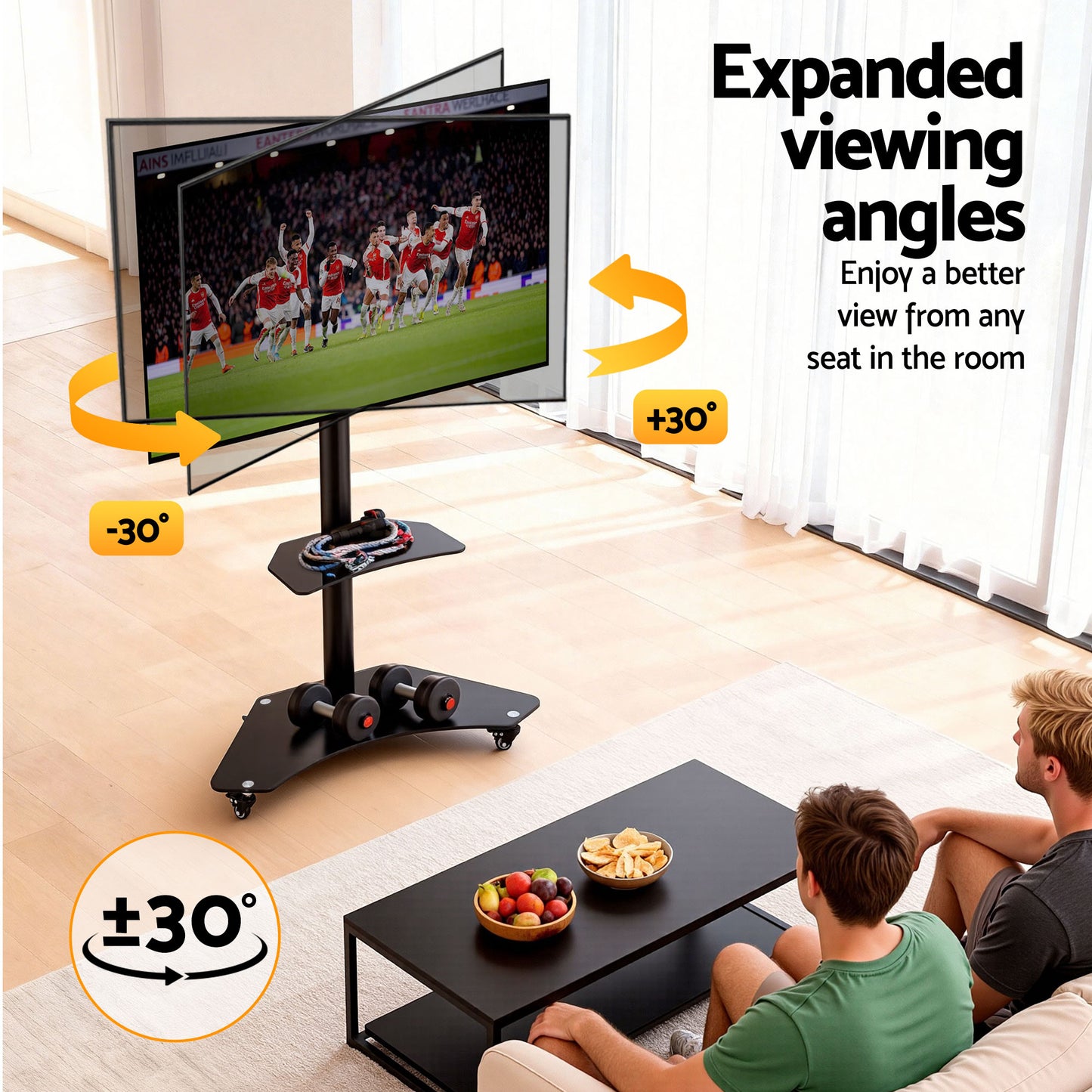 Artiss 40-100" TV Stand Mount Bracket Universal Adjustable Height with Wheels - Image 8