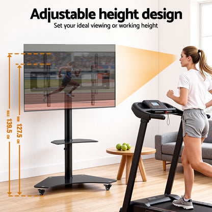 Artiss 40-100" TV Stand Mount Bracket Universal Adjustable Height with Wheels - Image 9