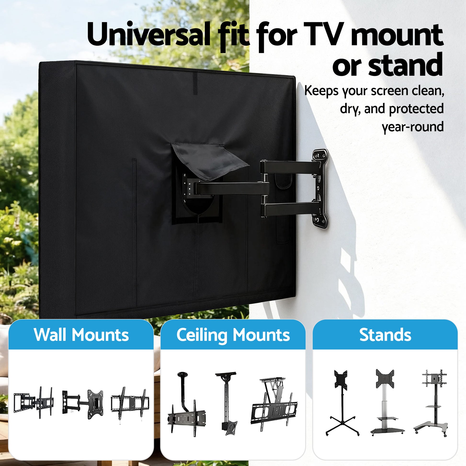 Artiss 55-58 Inch TV Cover Waterproof Outdoor Patio Flat Television Protector - Image 5