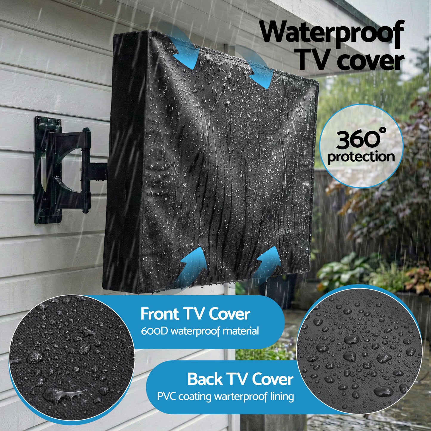 Artiss 55-58 Inch TV Cover Waterproof Outdoor Patio Flat Television Protector - Image 7